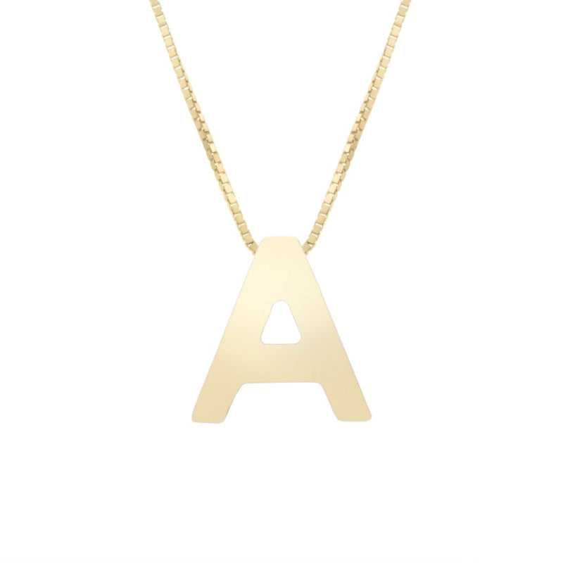 14K Gold Block Letter Initial Fashion Necklace - Available in ALL LETTERS