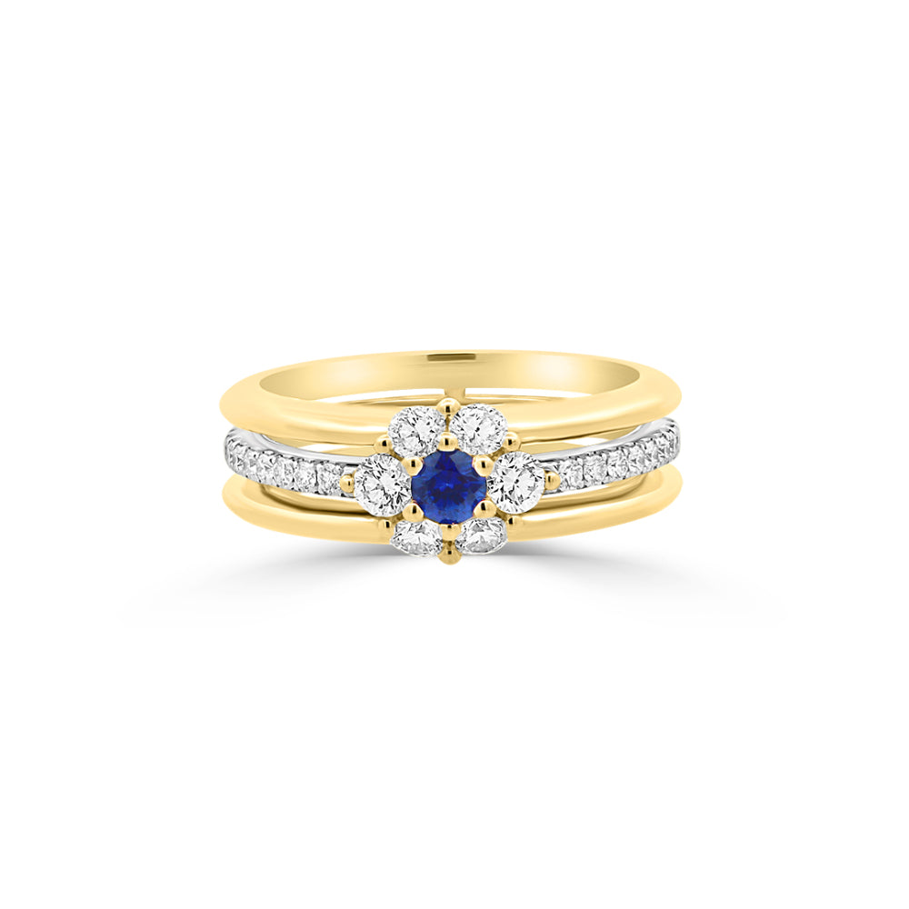 Exquisite 18k Gold Sapphire and Diamond Flower Band by Jack Kelege