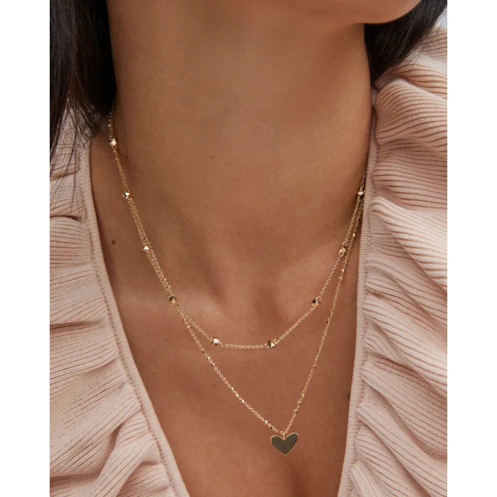 Kendra Scott Gold Plated Ari Heart Design Multi - Strand Necklace for Layered Styling