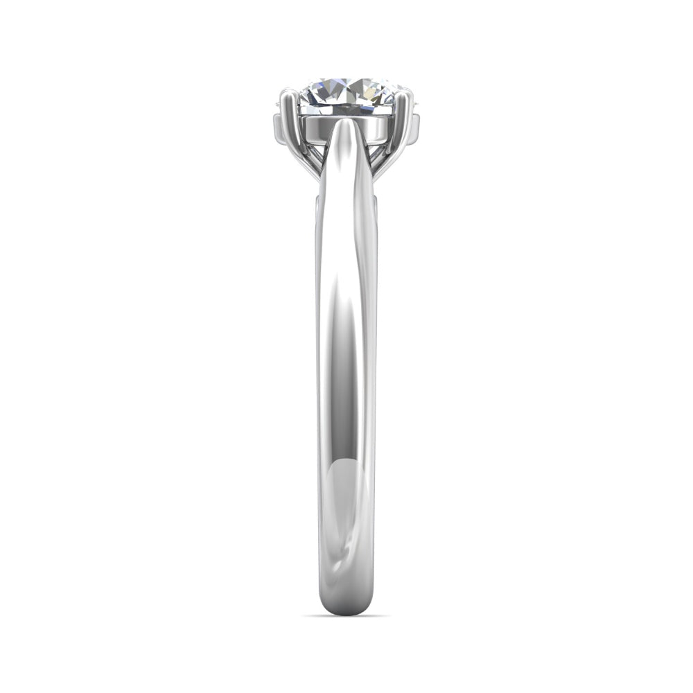 14k White Gold Martin Flyer Round Diamond Solitaire Engagement Ring