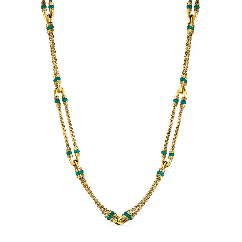 Judith Ripka 18K Gold Vermeil Green Chalcedony Ocean Reef Statement Chain
