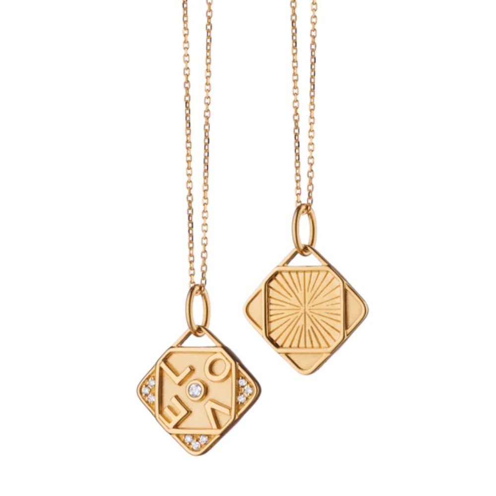 Monica Rich Kosann 18K Gold Mini Diamond-Accented Love Charm Necklace