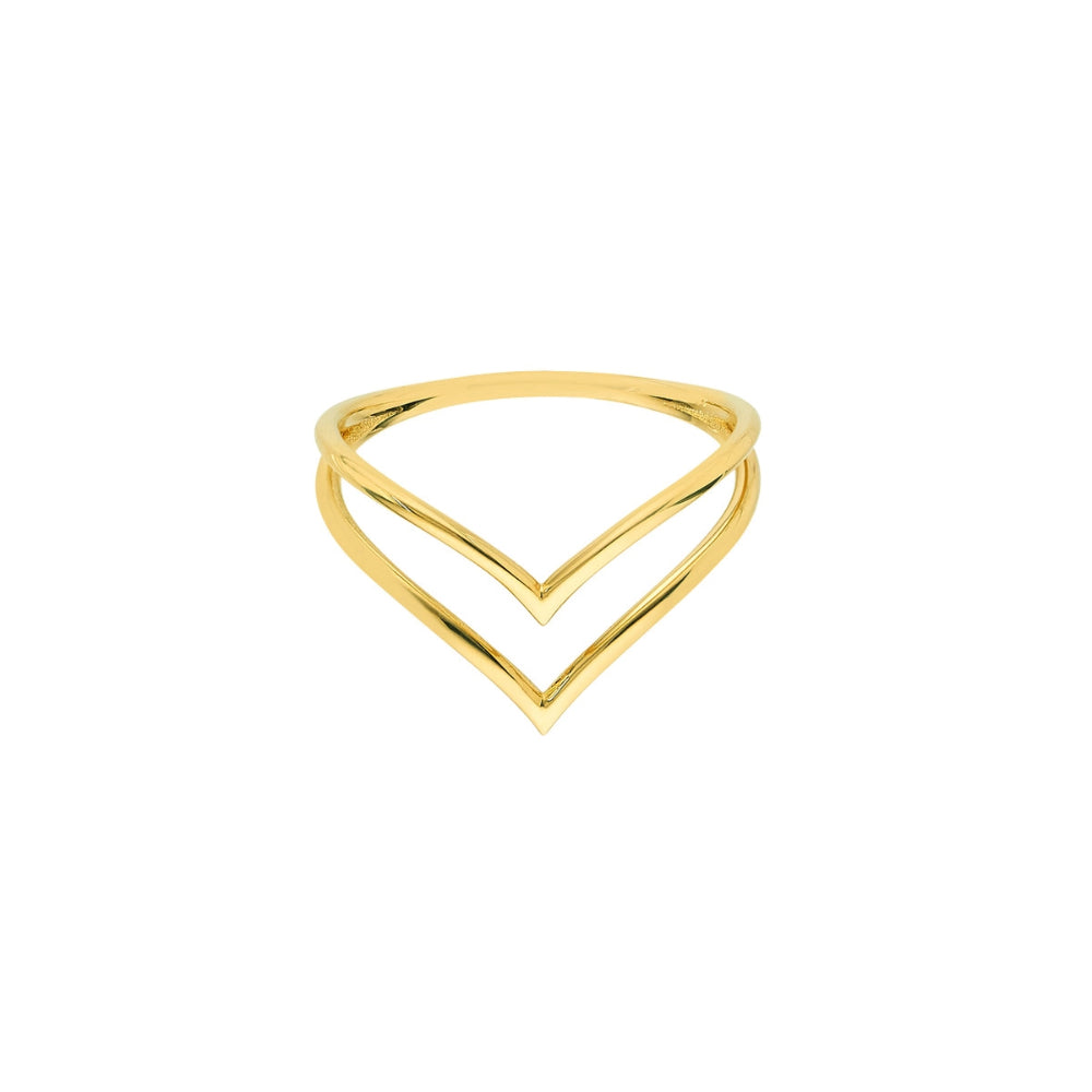14k Yellow Gold Elegant Double Wire Finger Ring