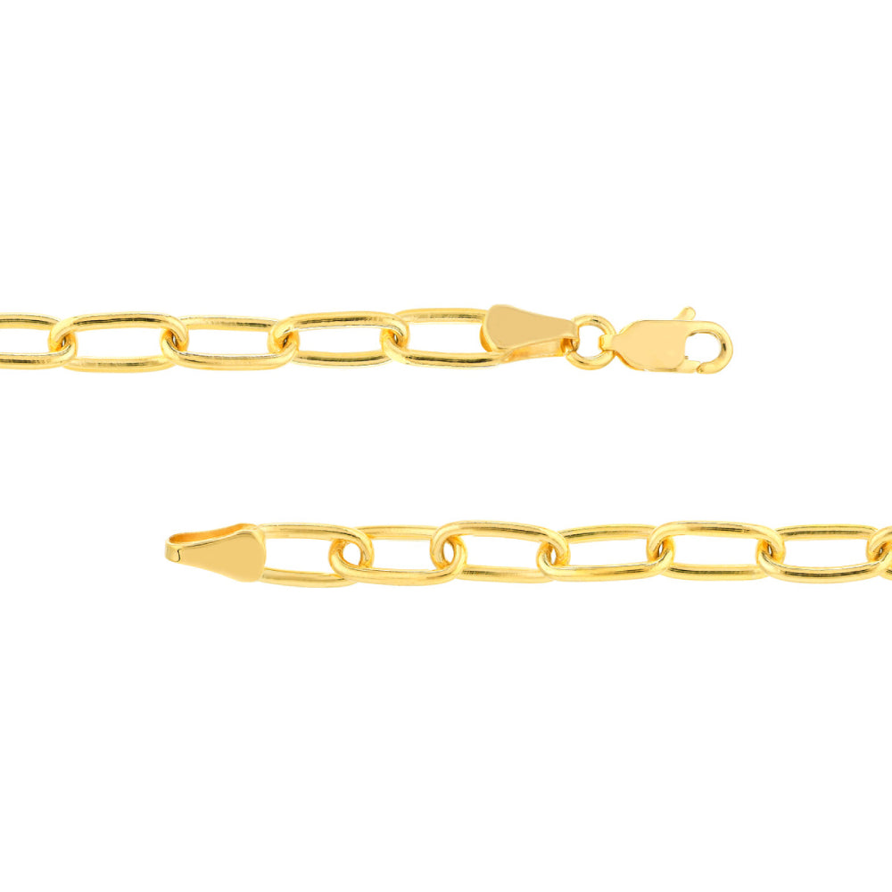 14k Yellow Gold Paper Clip Link Bracelet, 7.5 Inches Long