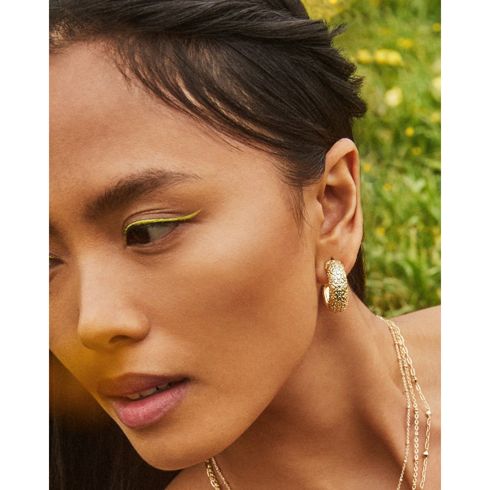 Kendra Scott's Exquisite 14k Gold or Rhodium Plated Small Harper Hoop Earrings
