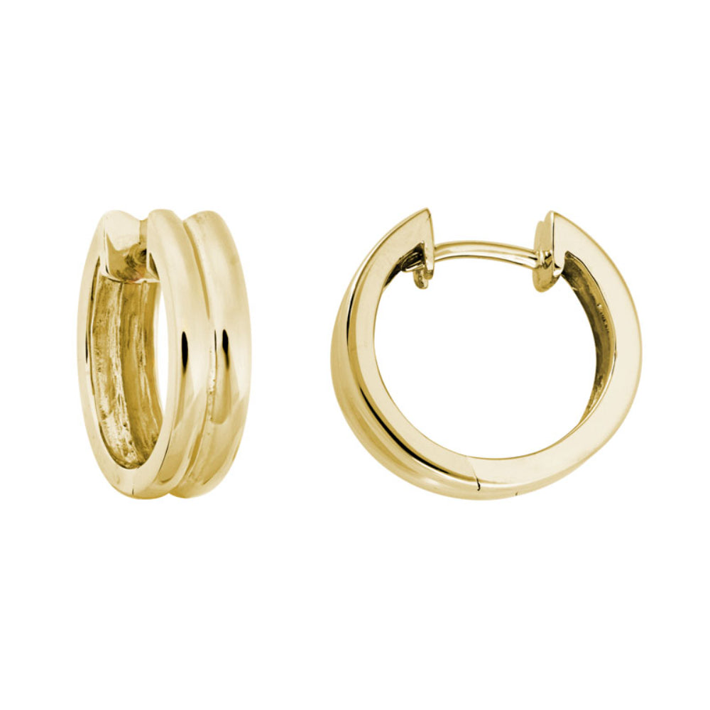 14k Yellow Gold Elegant Double Row Hoop Earrings