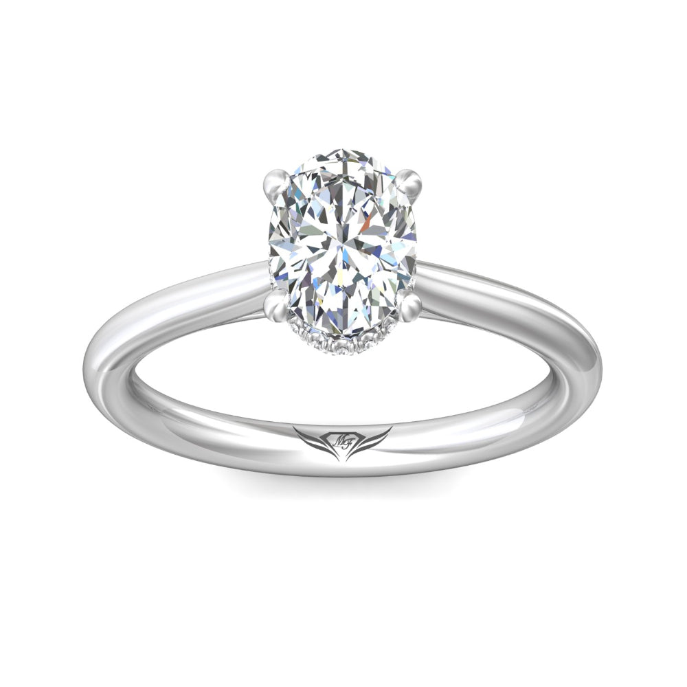 14k Oval Solitaire Engagement Ring with Hidden Halo by Martin Flyer
