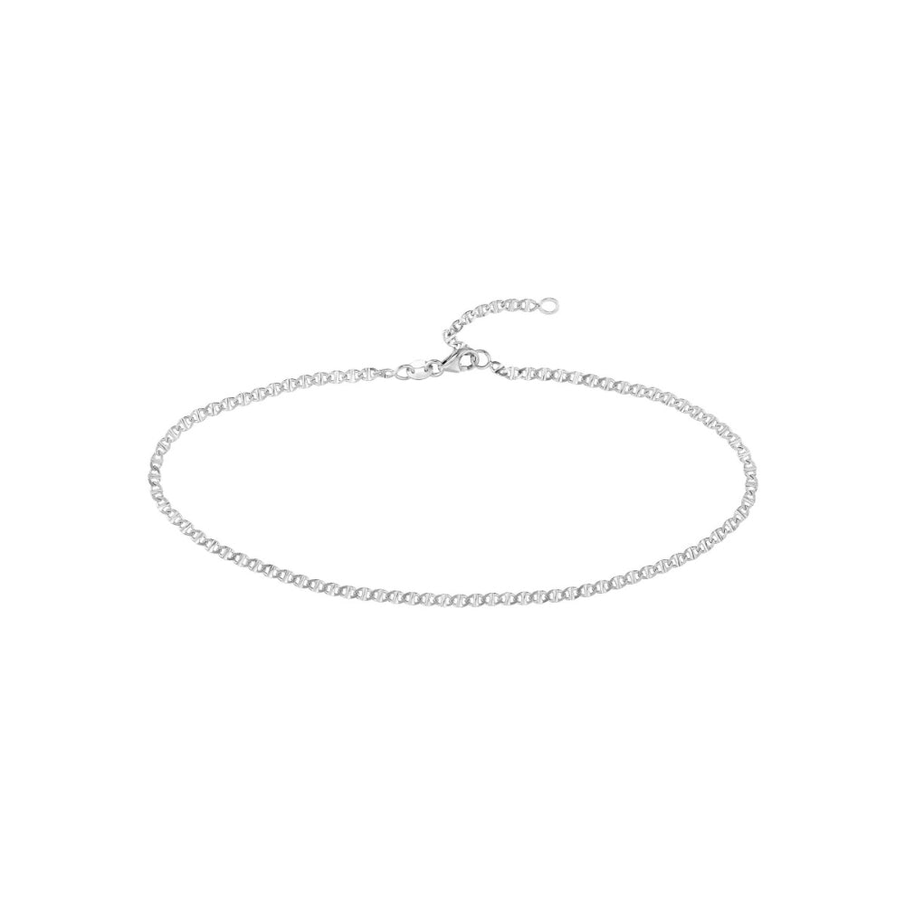 Adjustable 14k Gold Anklet - A Stylish Flat Mariner Chain Ankle Jewelry