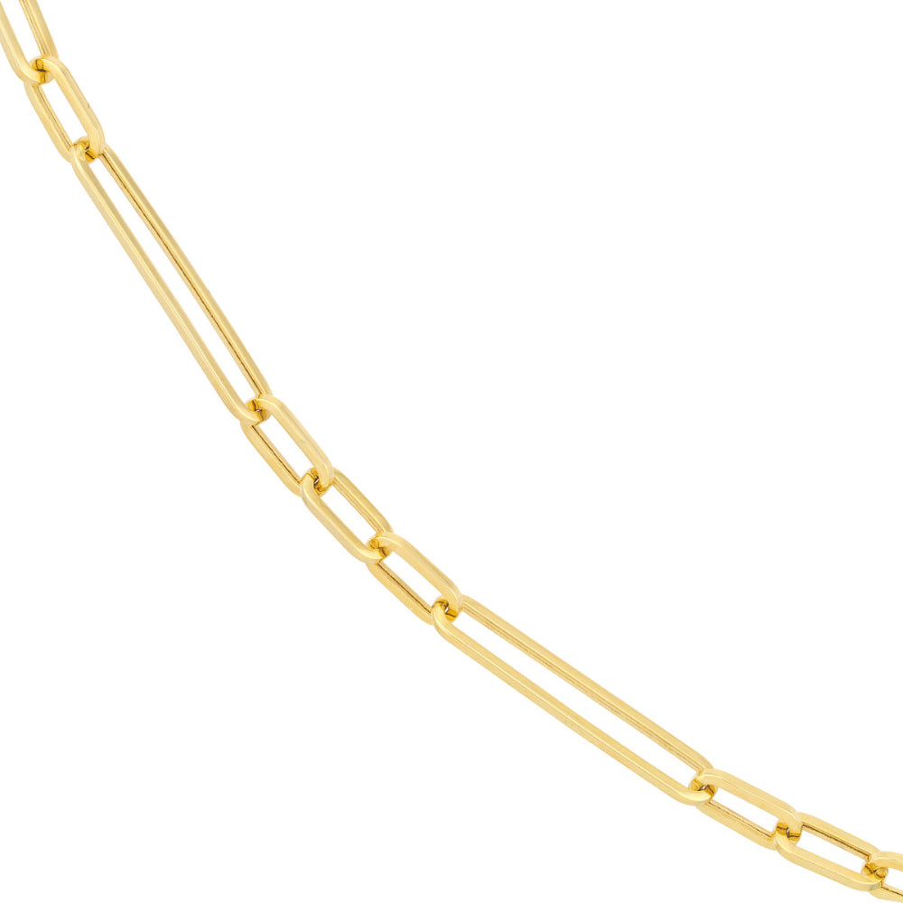 14k Yellow Gold Paper Clip Style Chain Necklace for Fashion Lovers