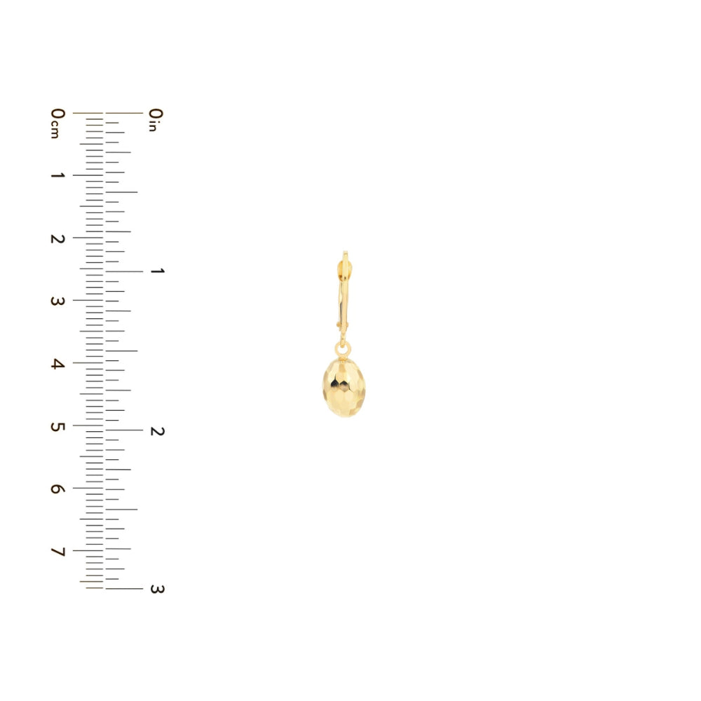 Stylish 14K Gold Mirrored Oval-Shaped Bead Drop Earrings for Women's Fashion Accessories