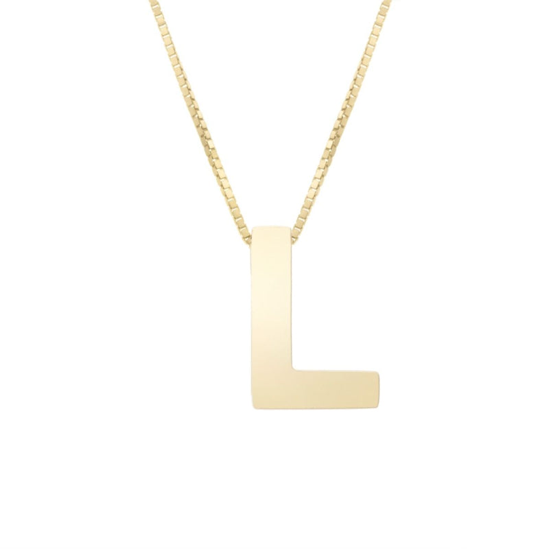 14K Gold Block Letter Initial Fashion Necklace - Available in ALL LETTERS
