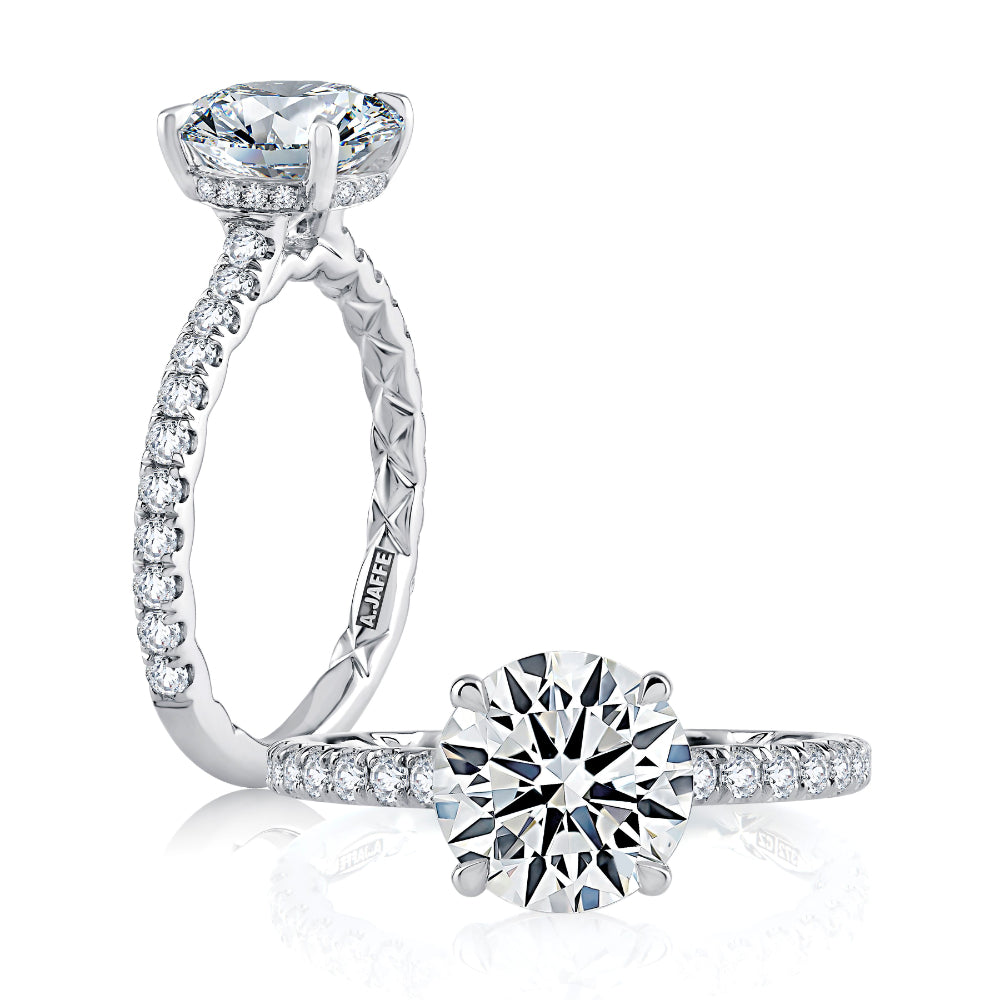 A. Jaffe 14k White Gold Round Diamond Solitaire Engagement Ring