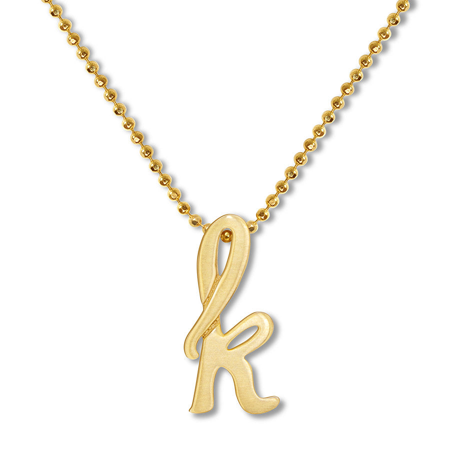 14k Yellow Gold Alex Woo Little Autograph Letter Pendant for Signature Style Jewelry