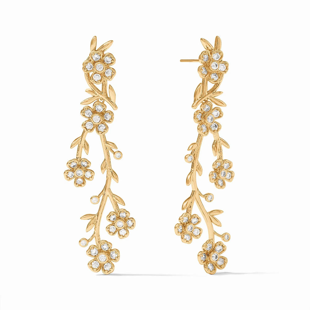 Julie Vos 24K Gold Plated Laurel CZ Statement Earrings for Pierced Ears