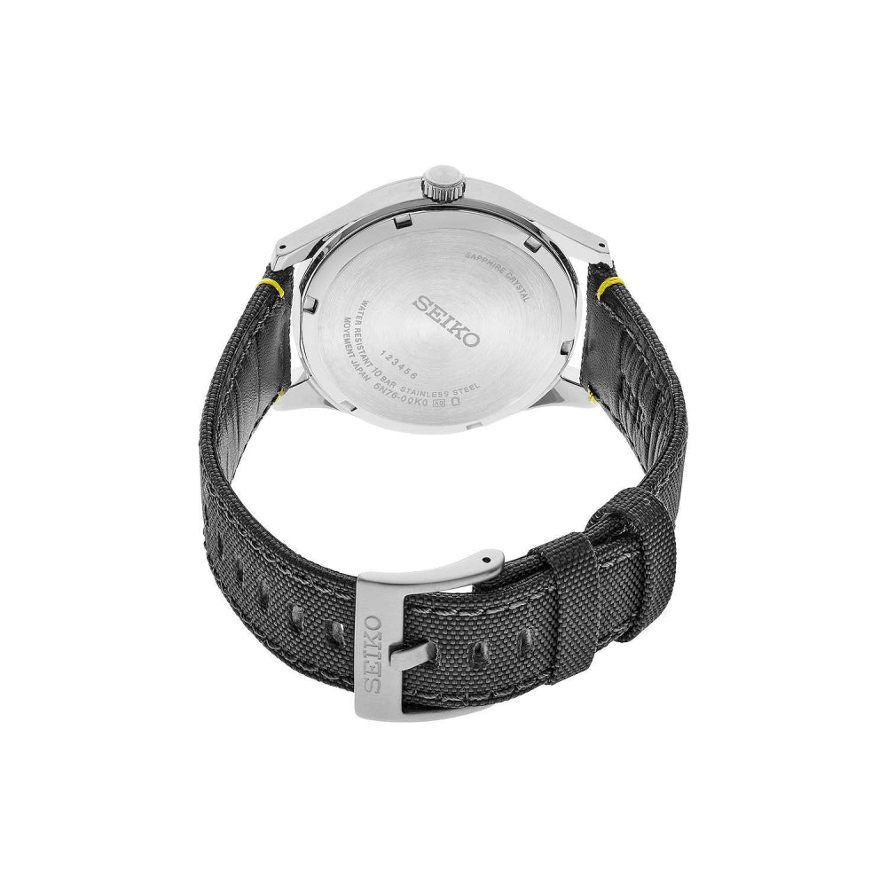Seiko 40mm Quartz Watch with Grey Dial and Grey Leather Strap (SUR543)