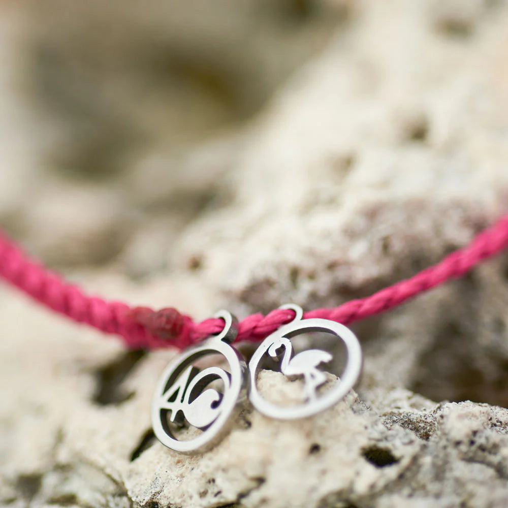4Ocean Handmade Flamingo-themed Braided Plastic Bracelet for Both Genders