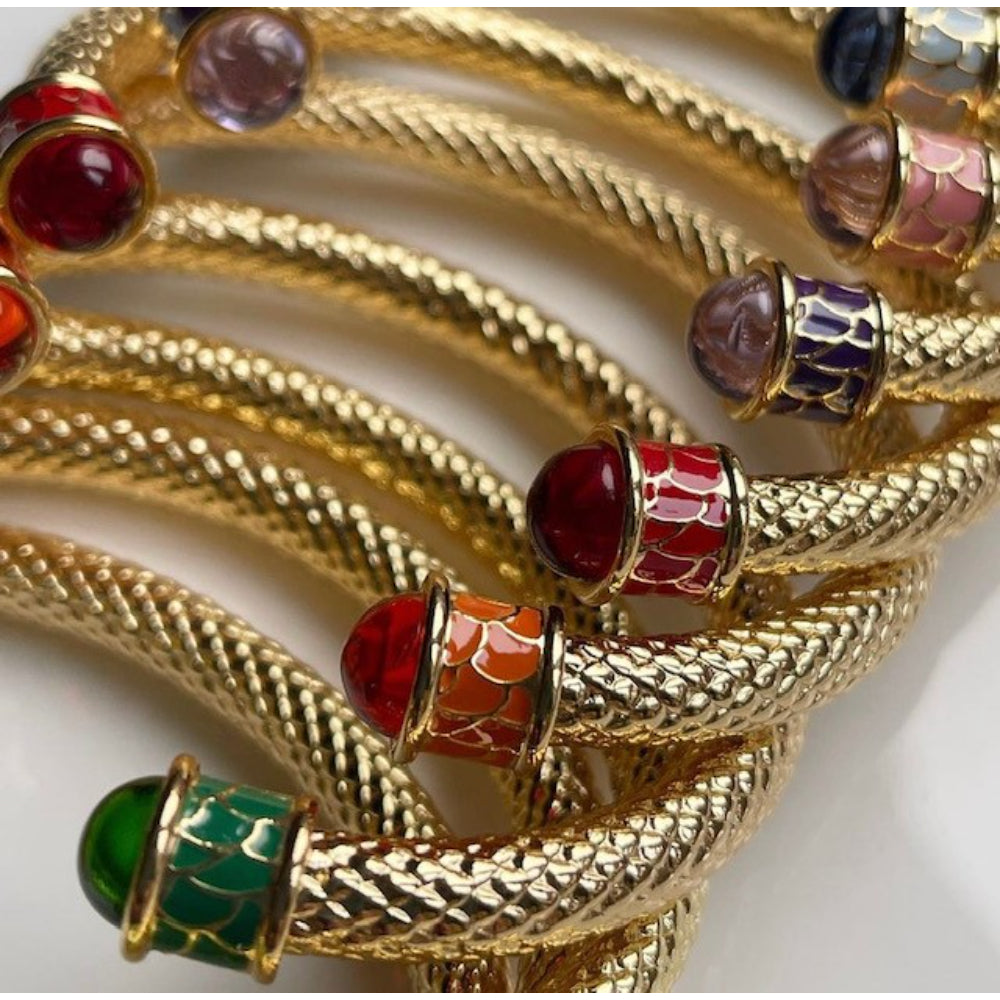 Halcyon Days Exquisite 18ct Gold - Plated Salamander Torque Bangle