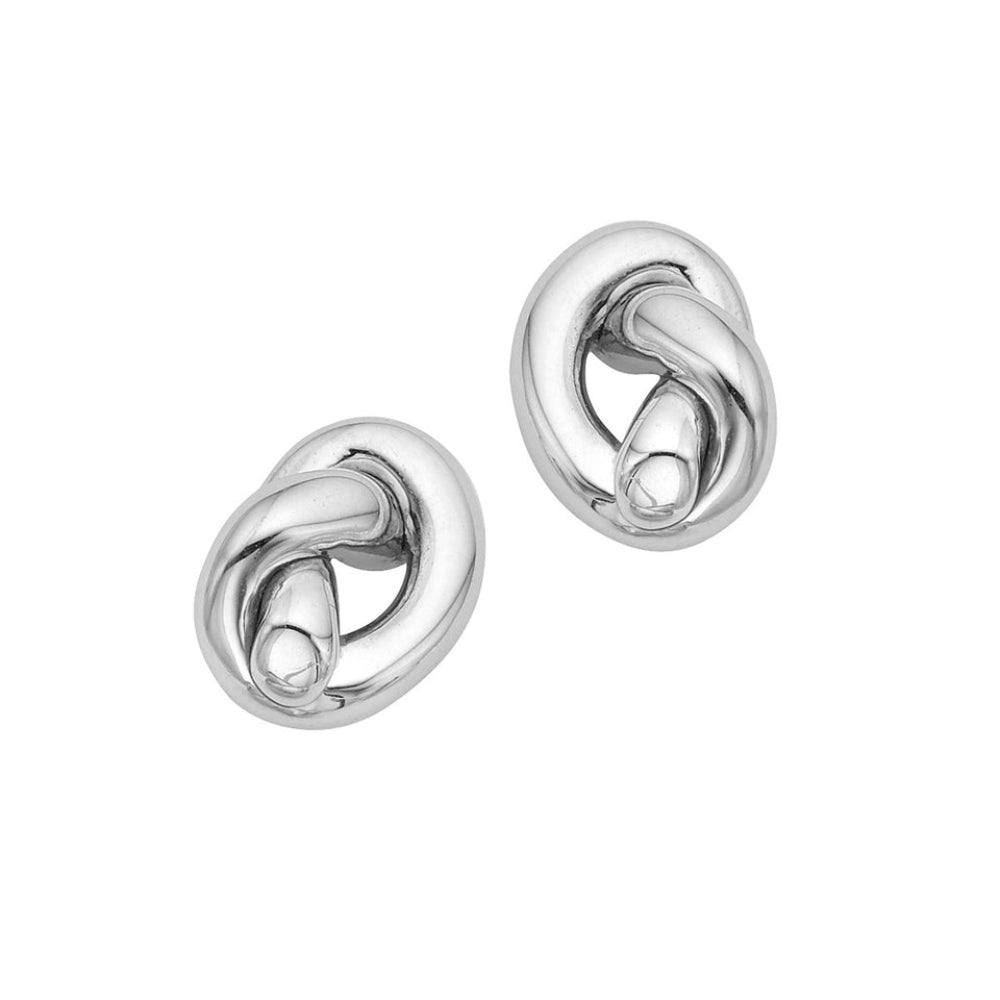 14k White Gold Pierced Stud Earrings with 12.5x10mm Love Knot Design