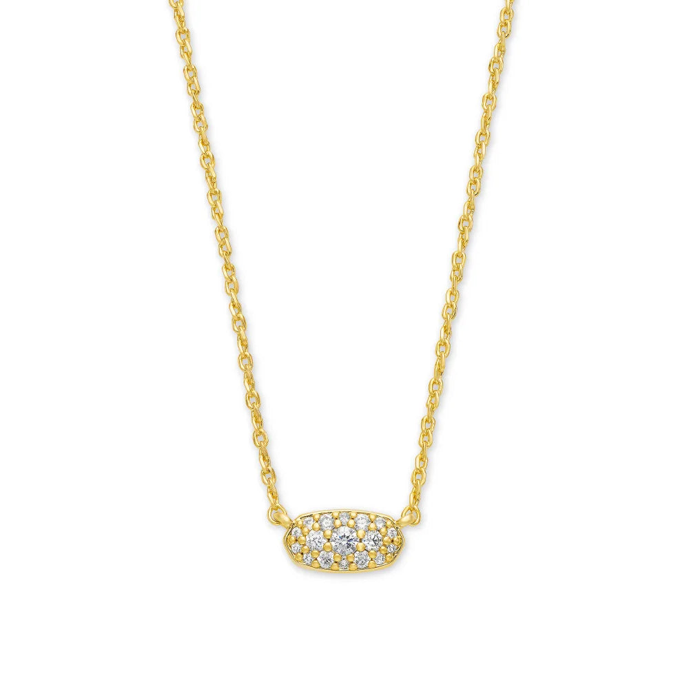 Kendra Scott's Elegant Grayson White Crystal Pendant Necklace for Women