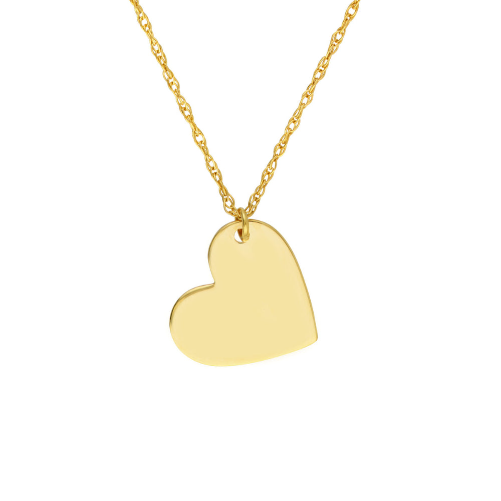 18-Inch 14k Yellow Gold Slanted Heart Pendant Necklace