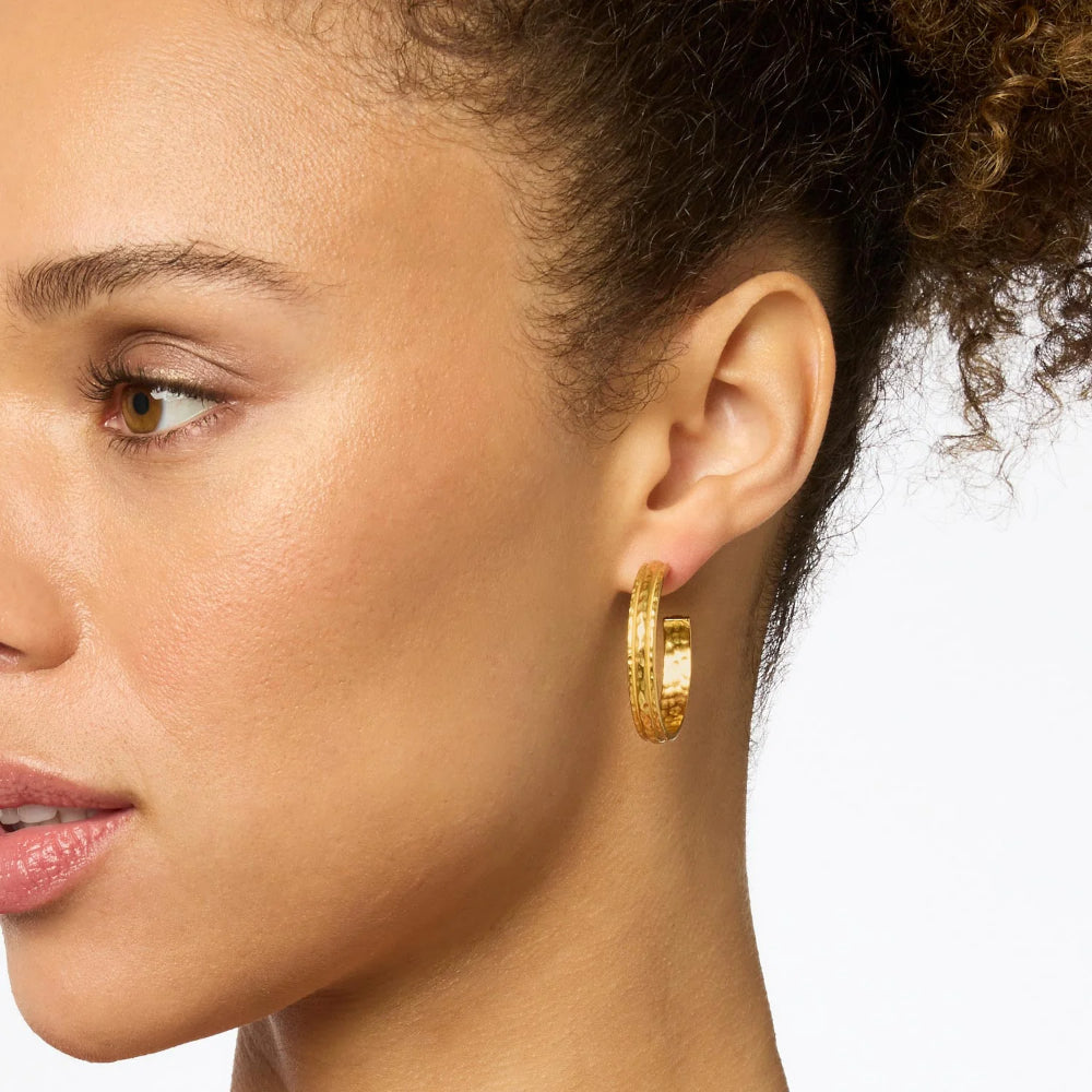 Julie Vos Hand - Hammered 24K Gold Plated Madison Hoop Earrings in Three Sizes