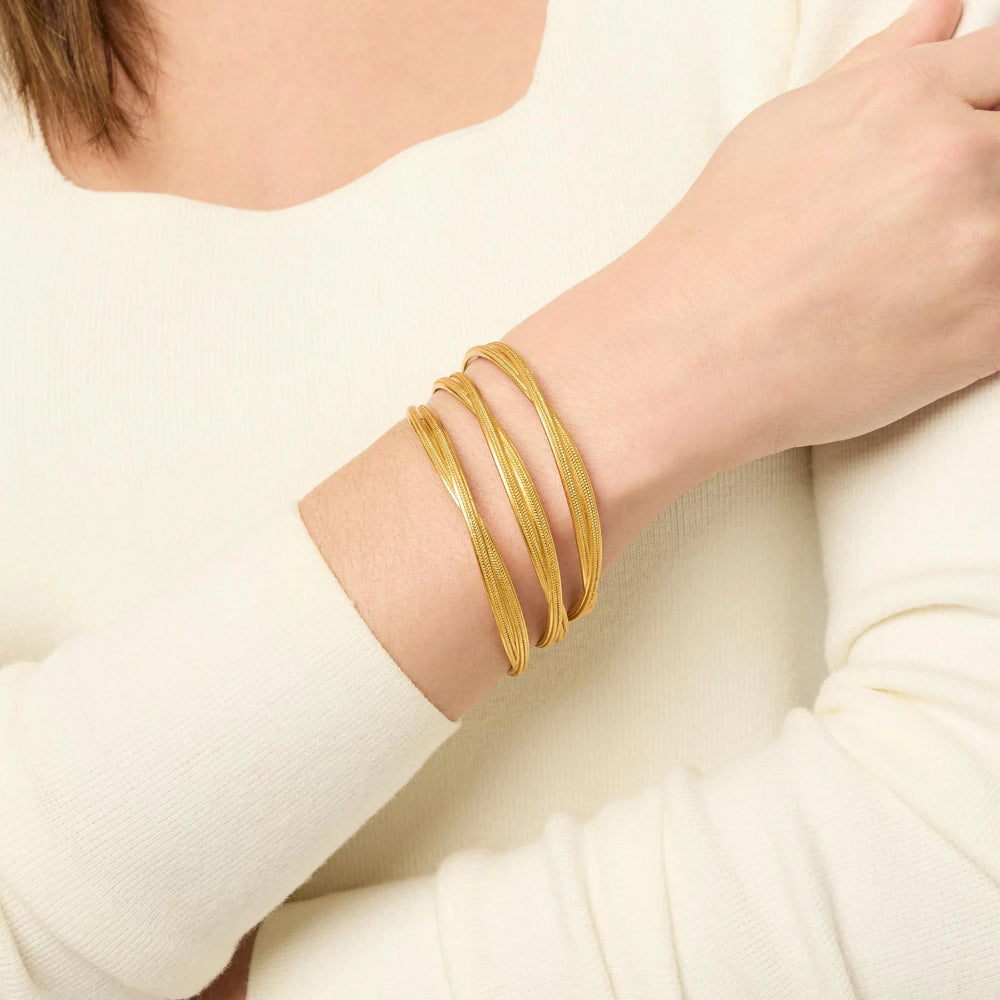 Julie Vos 24k Gold Plated Cheval Twist Bangle with 8-Inch Inner Circumference