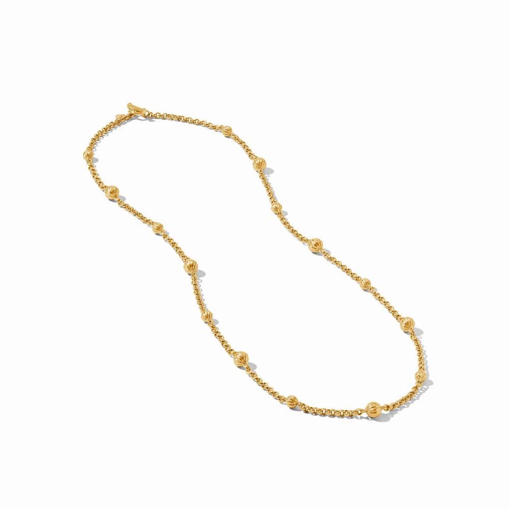 Julie Vos Golden Fluted Cirque Station Hammered Necklace