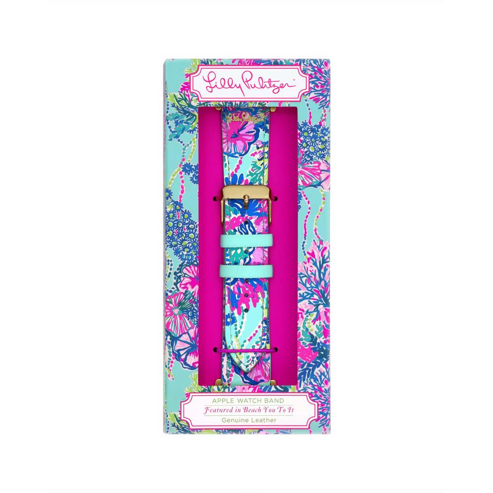 Lilly Pulitzer Colorful Printed Leather Apple Watch Band with Gold Hardware