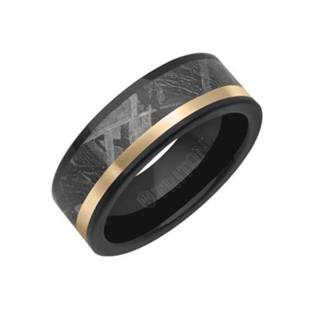 Exquisite Men's 8mm Meteorite-Inlaid Tungsten Carbide Wedding Ring for Special Occasions