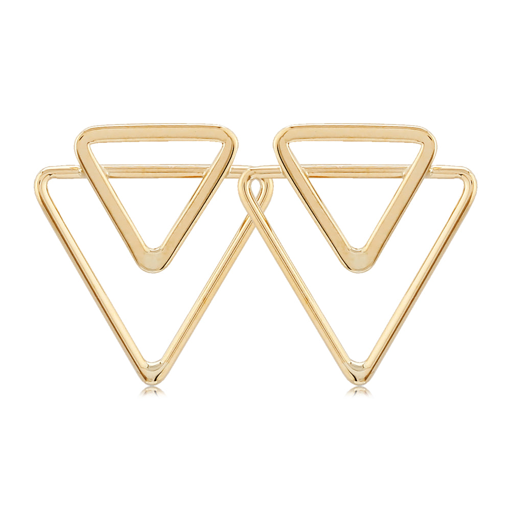Gorgeous 14k Gold Double Triangle Fashion Earrings