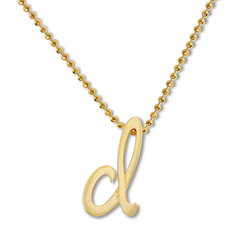 14k Yellow Gold Alex Woo Little Autograph Letter Pendant for Signature Style Jewelry