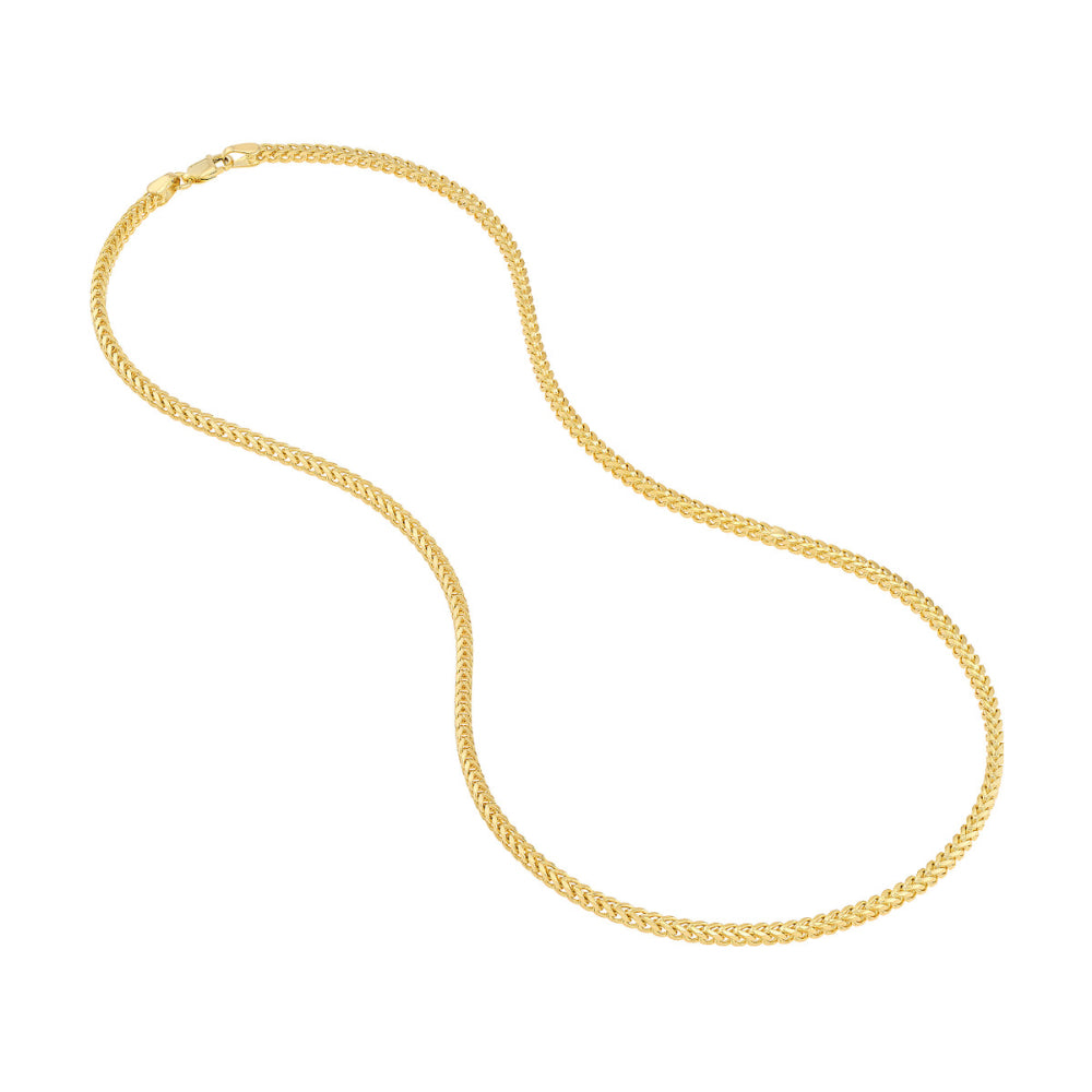 14k Yellow Gold 2.5mm Wide Franco Style Chain