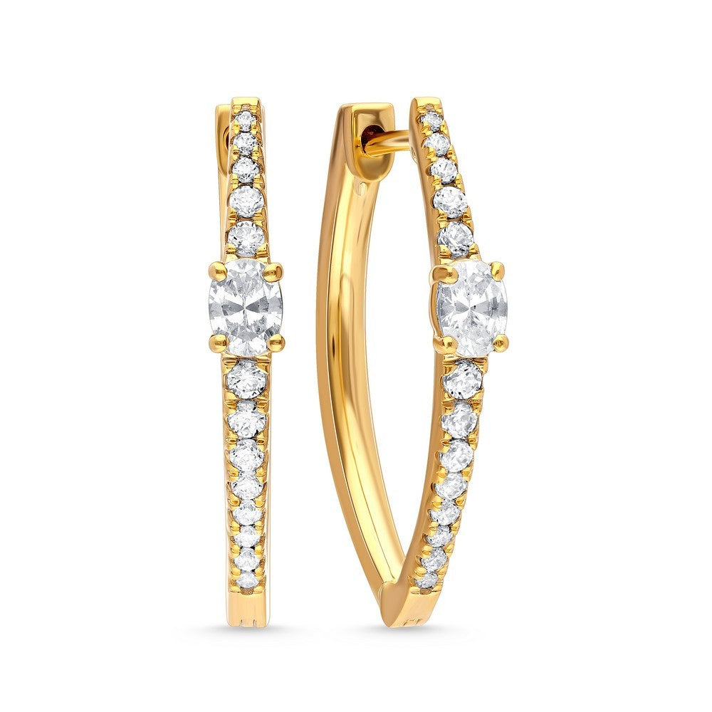 Stunning 14k Yellow Gold Diamond Hoop Earrings with 0.58 ct GH SI Diamonds