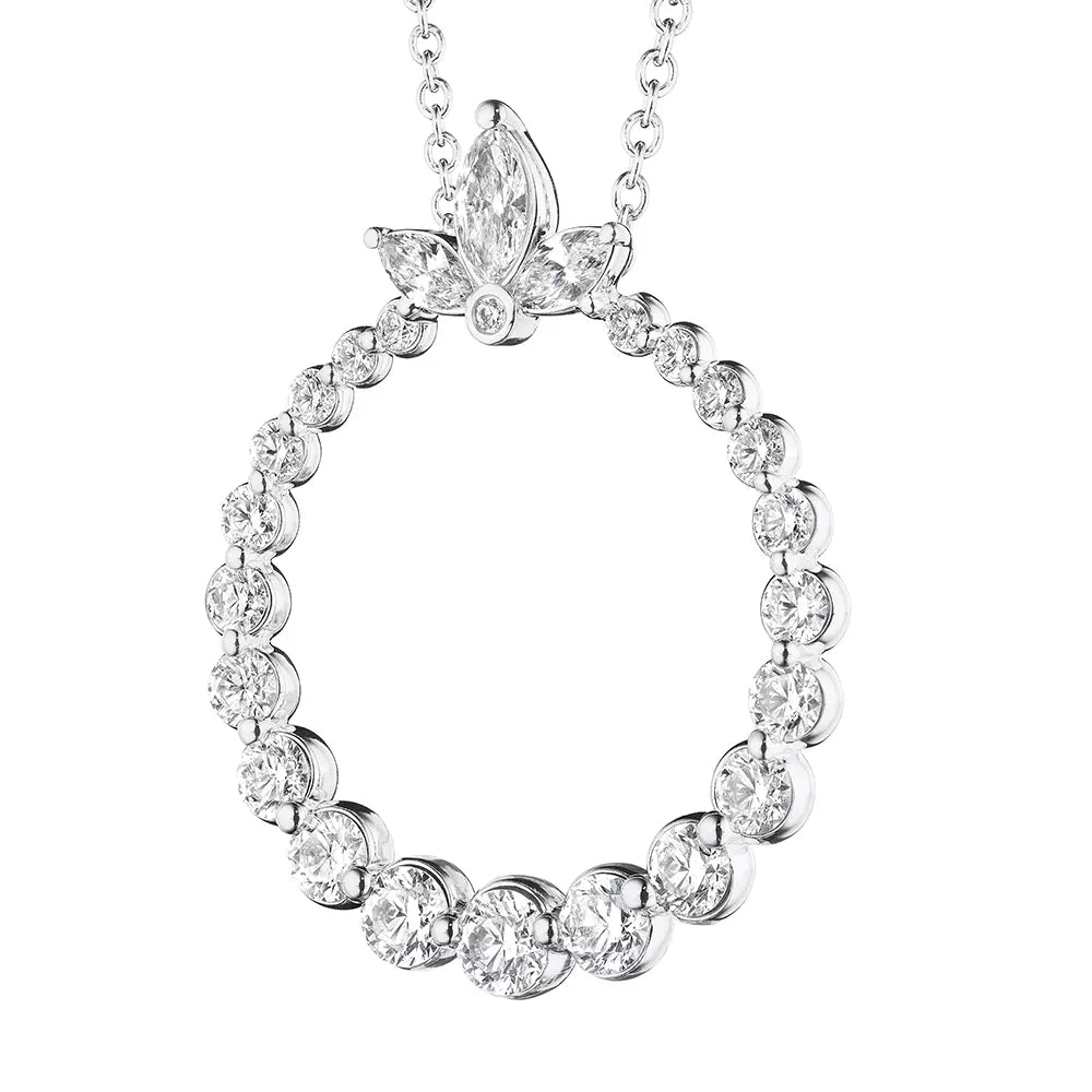 Verragio 18k Gold Hera Marquise Style Graduated Diamond Circle Pendant Jewelry