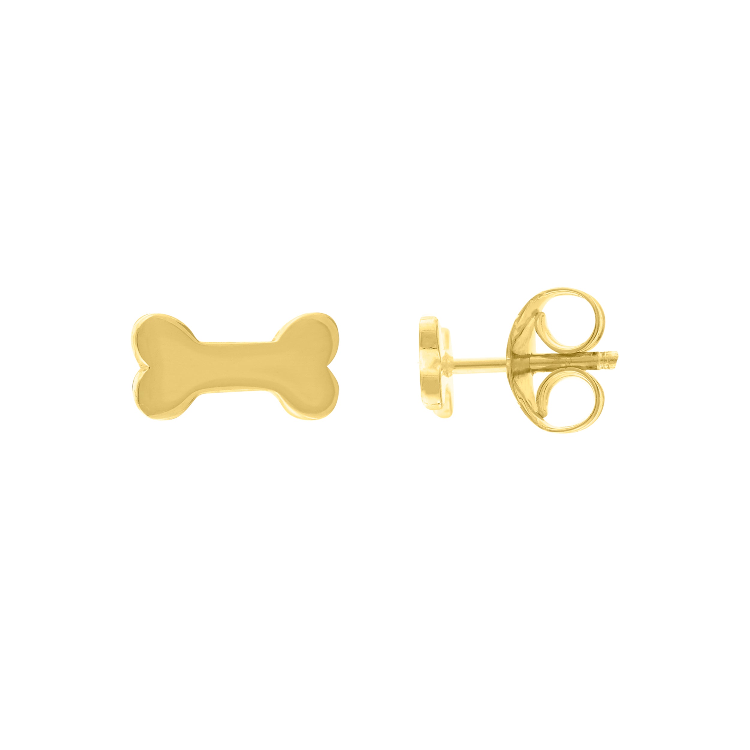 14k Gold Dog Bone Stud Earrings for Fashionable Wear