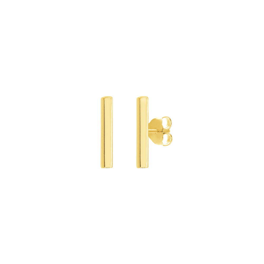 Exquisite 14k Gold Pierced Straight Bar Post Earrings for Fashion Lovers