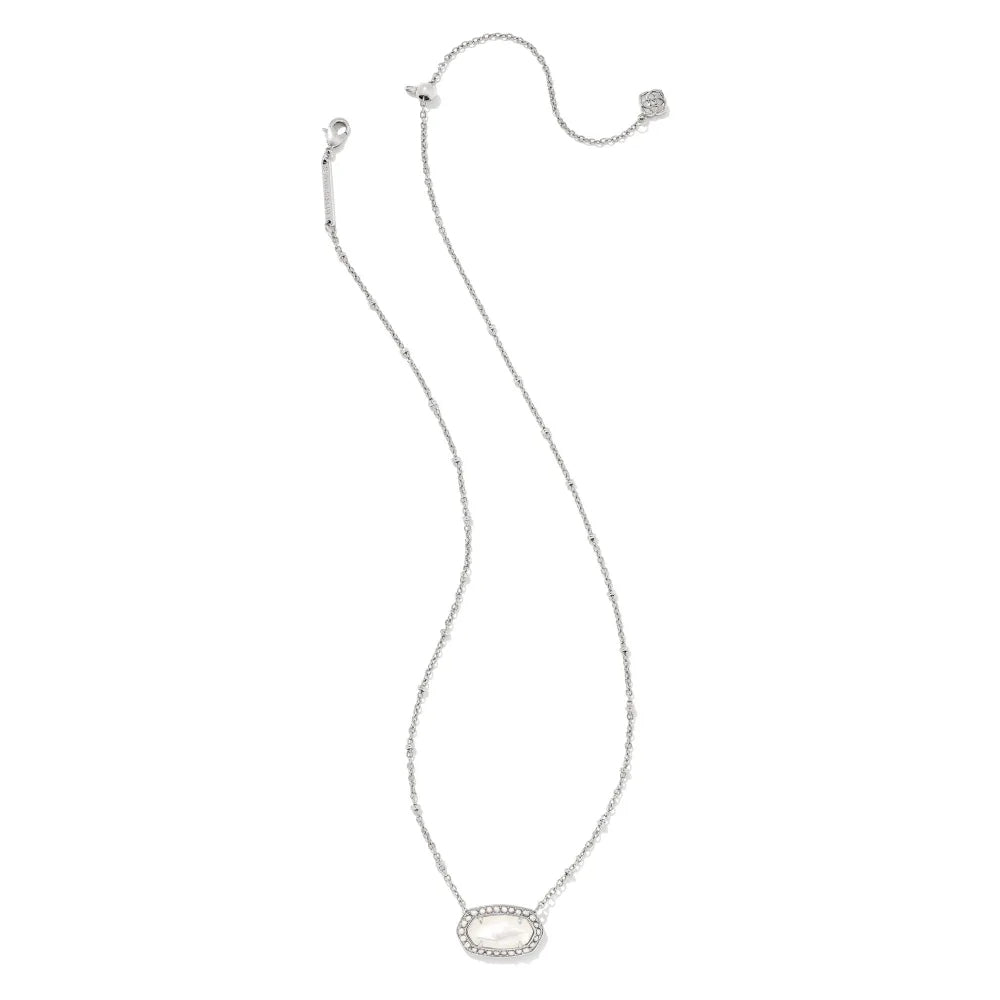 Kendra Scott Rhodium-Plated Ivory Mother-of-Pearl Beaded Elisa Pendant Necklace