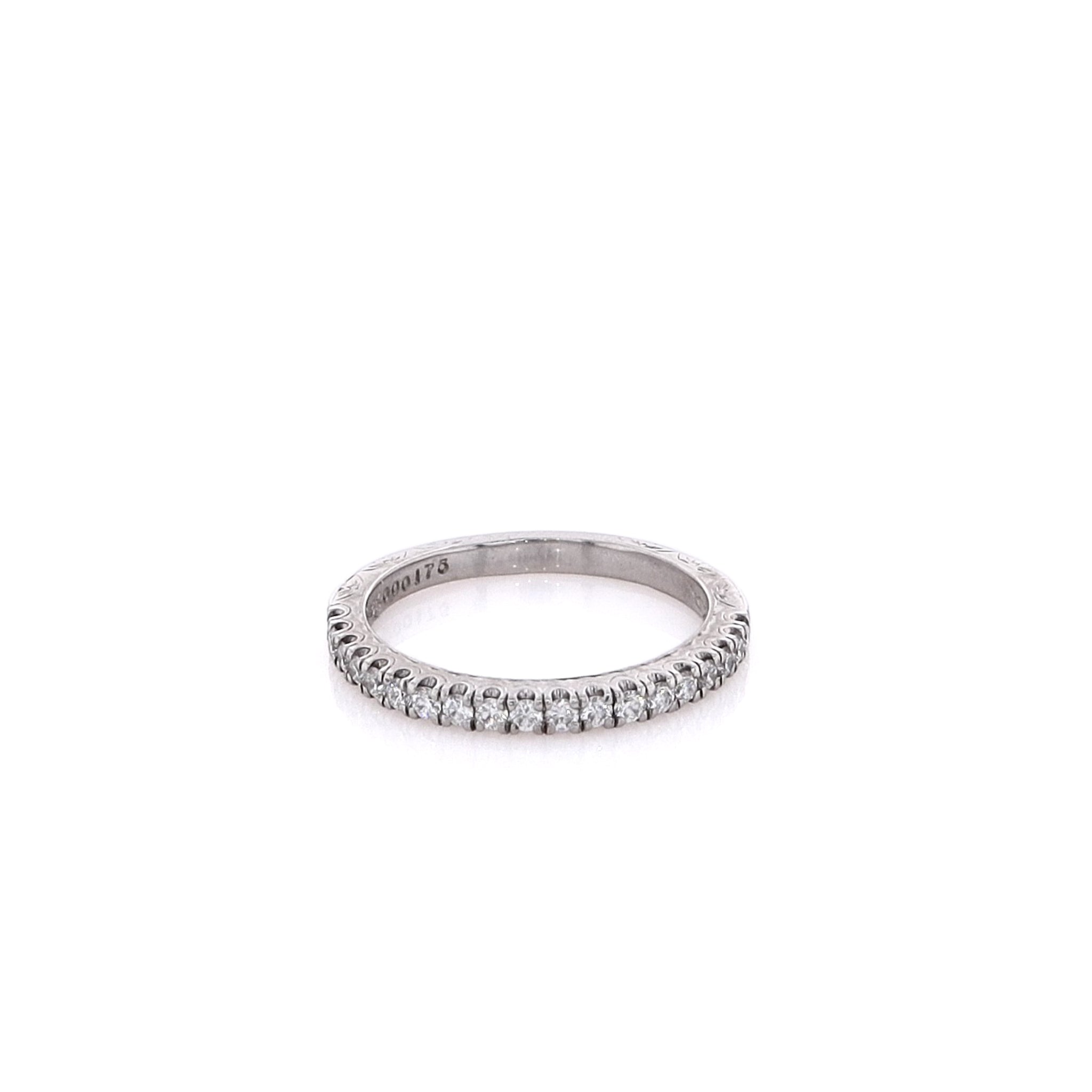 18K White Gold Vintage Flyer Fit Diamond Wedding Band Size 6