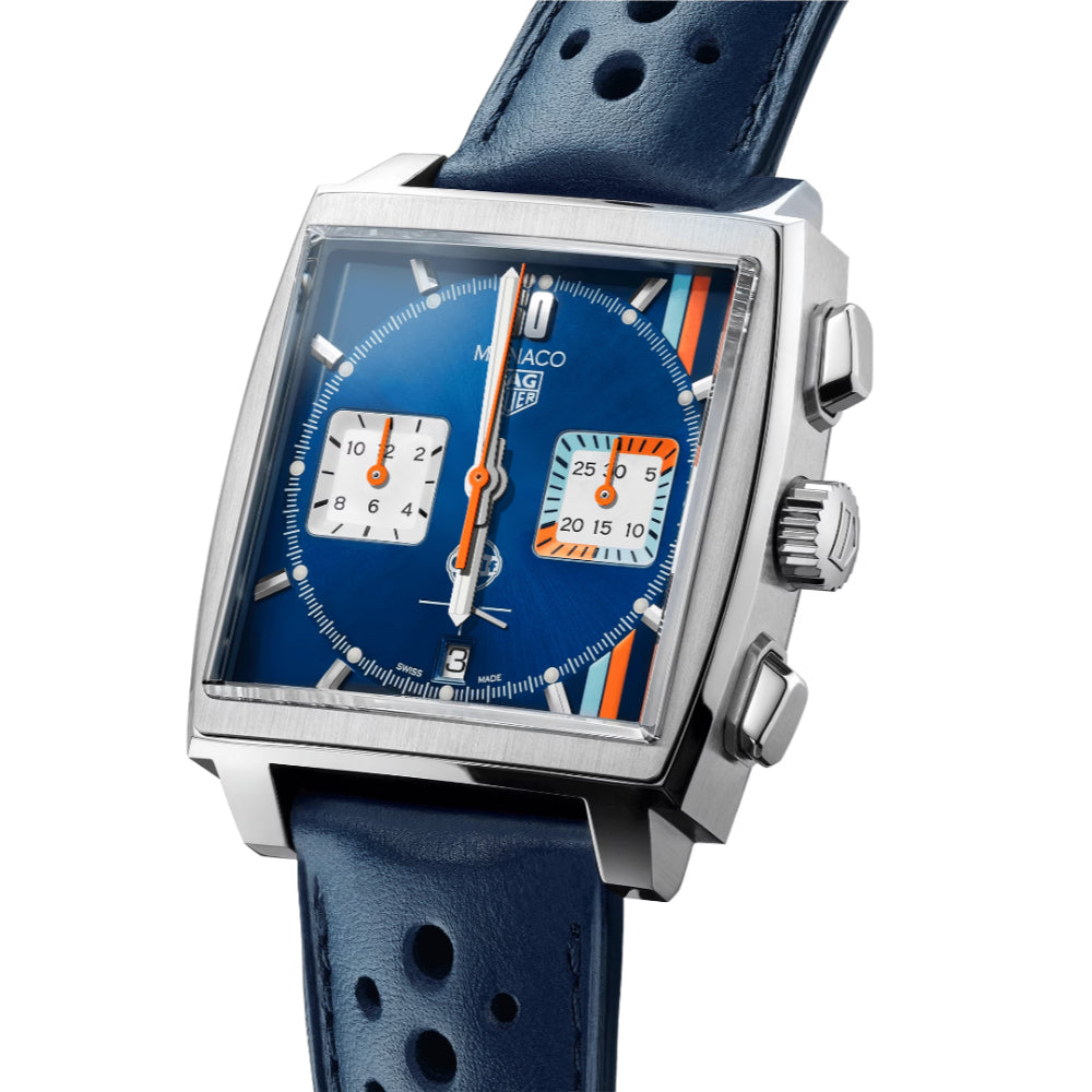 TAG Heuer Automatic Wristwatch - Monaco X Gulf Collection, 39mm Blue Dial