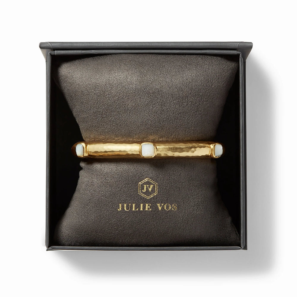 Julie Vos Catalina Hinge Bangle Jewelry - Imported Gemstone and Mother of Pearl Design