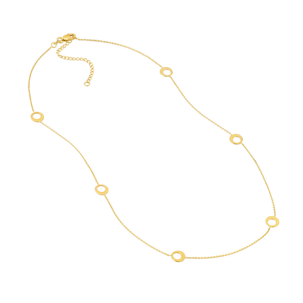 14k Yellow Gold Delicate Off - center Half - Circle Stations Necklace