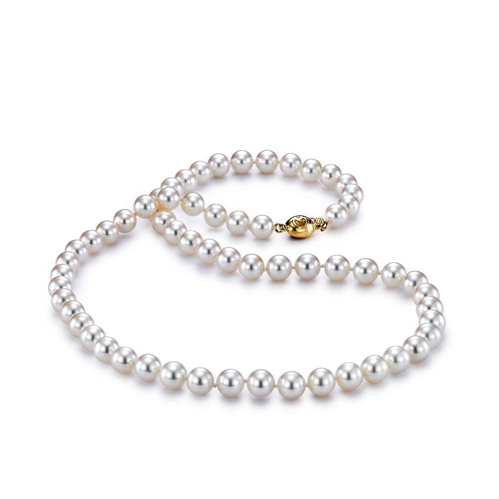 18k Gold Strand Necklace with 6.5 - 7mm High - Quality Akoya Pearls