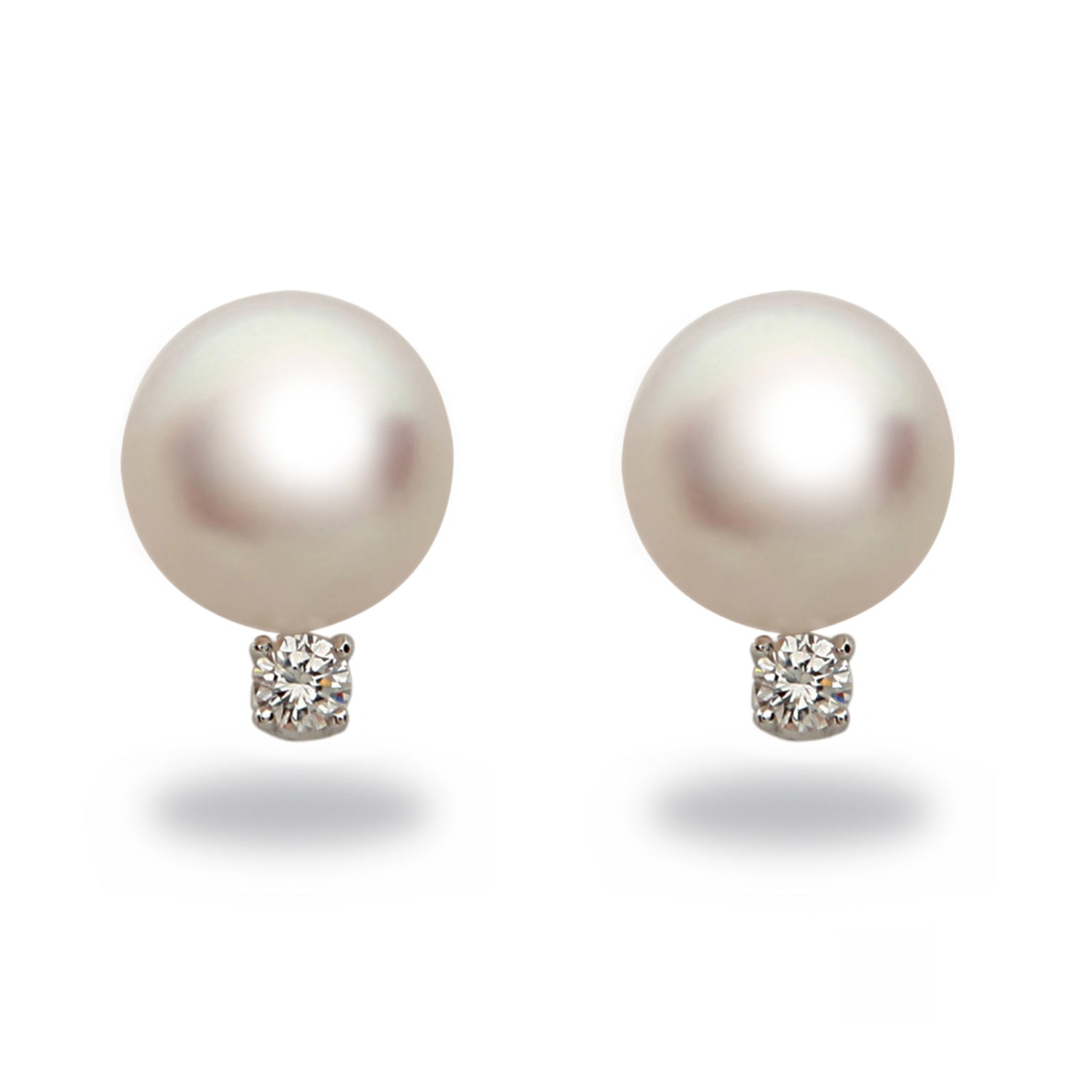 Exquisite 14K Gold Tara Akoya Pearl and Diamond Stud Earrings