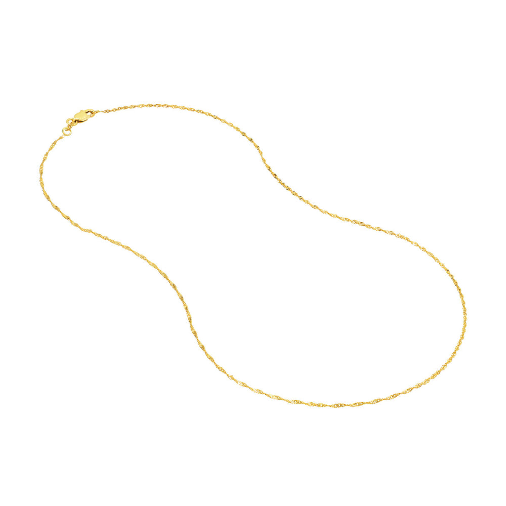 14k Gold, 1.15mm Lightweight Singapore Chain with Twist Elements