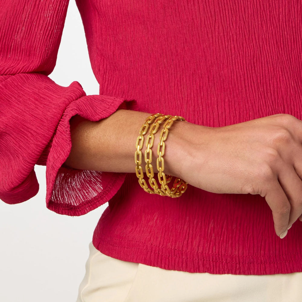 Julie Vos 24k Gold Plated Cheval Paperclip Oval Bangle