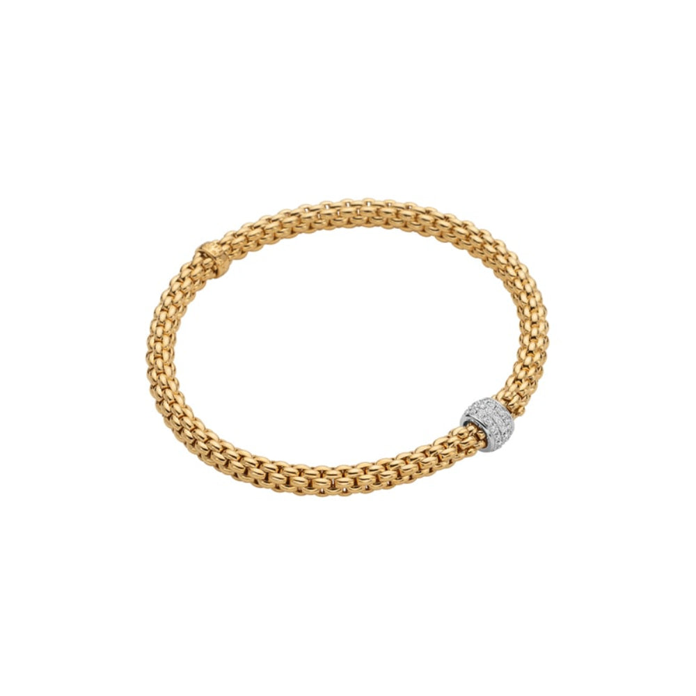 Fope 18k Gold Solo Flex'it Pavé Diamond Bracelet in Small & Medium Sizes
