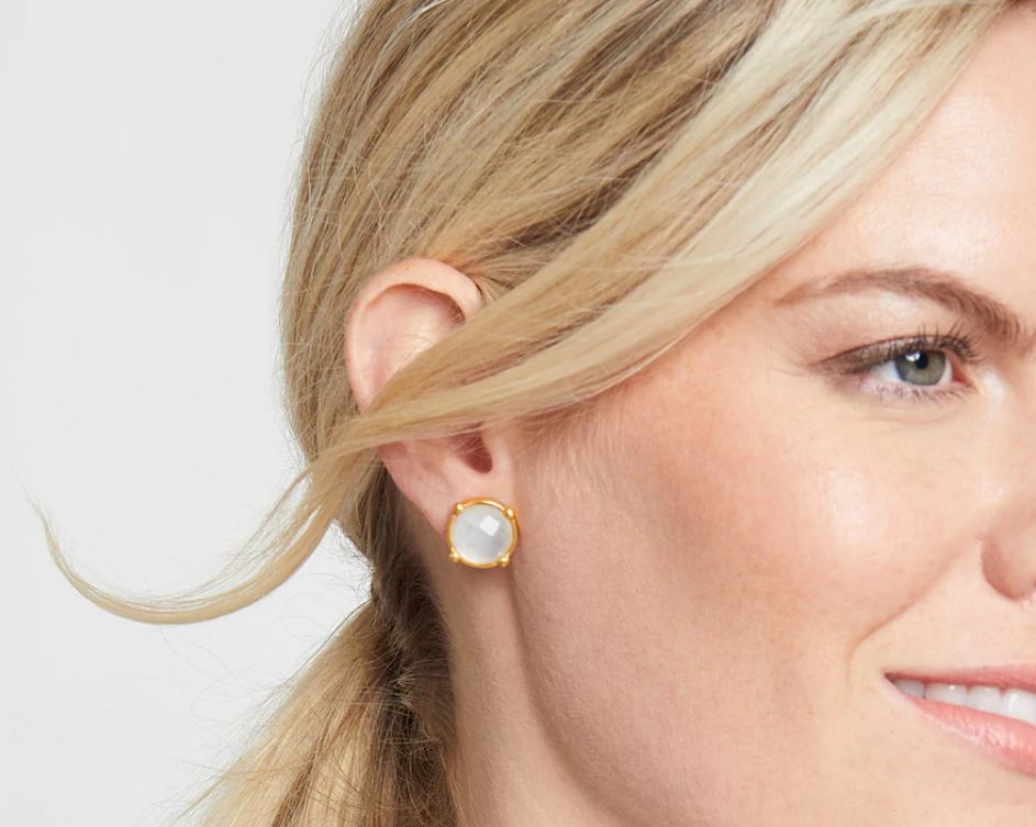 Julie Vos Honey-Style Stud Earrings with Sparkling Gemstone