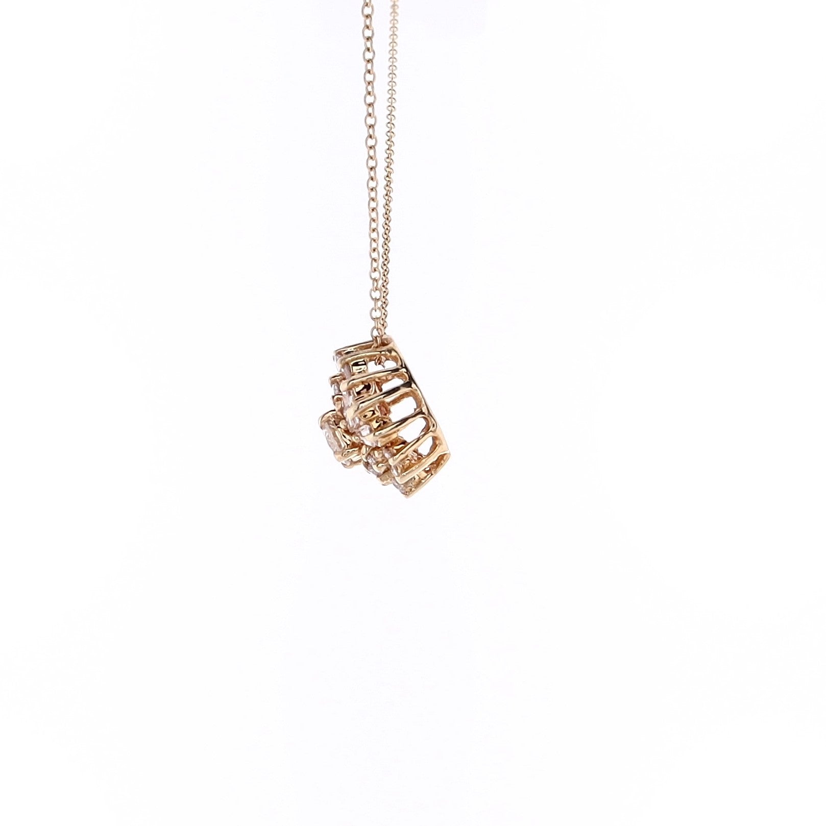 14K Yellow Gold Diamond Pendant with 18-Inch Chain Necklace