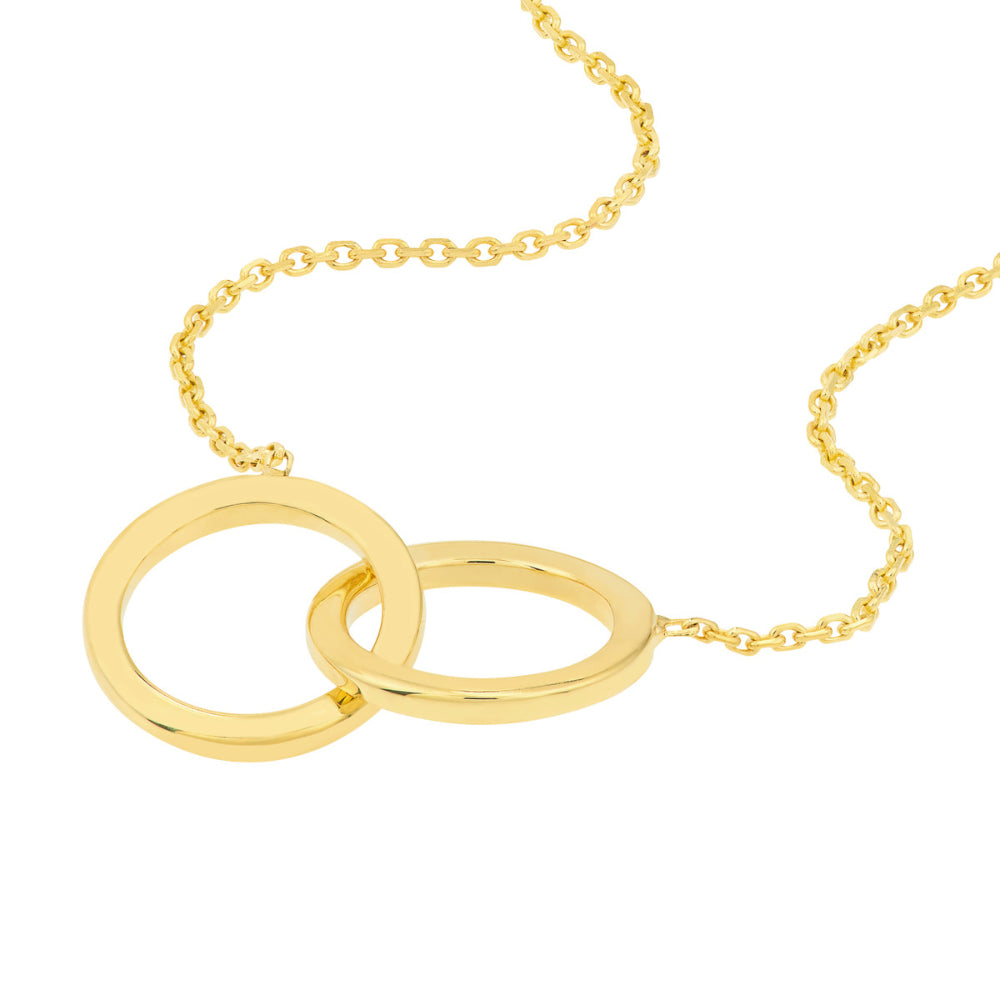 14k Gold Adjustable Interlocked Circles Fashion Necklace for Women