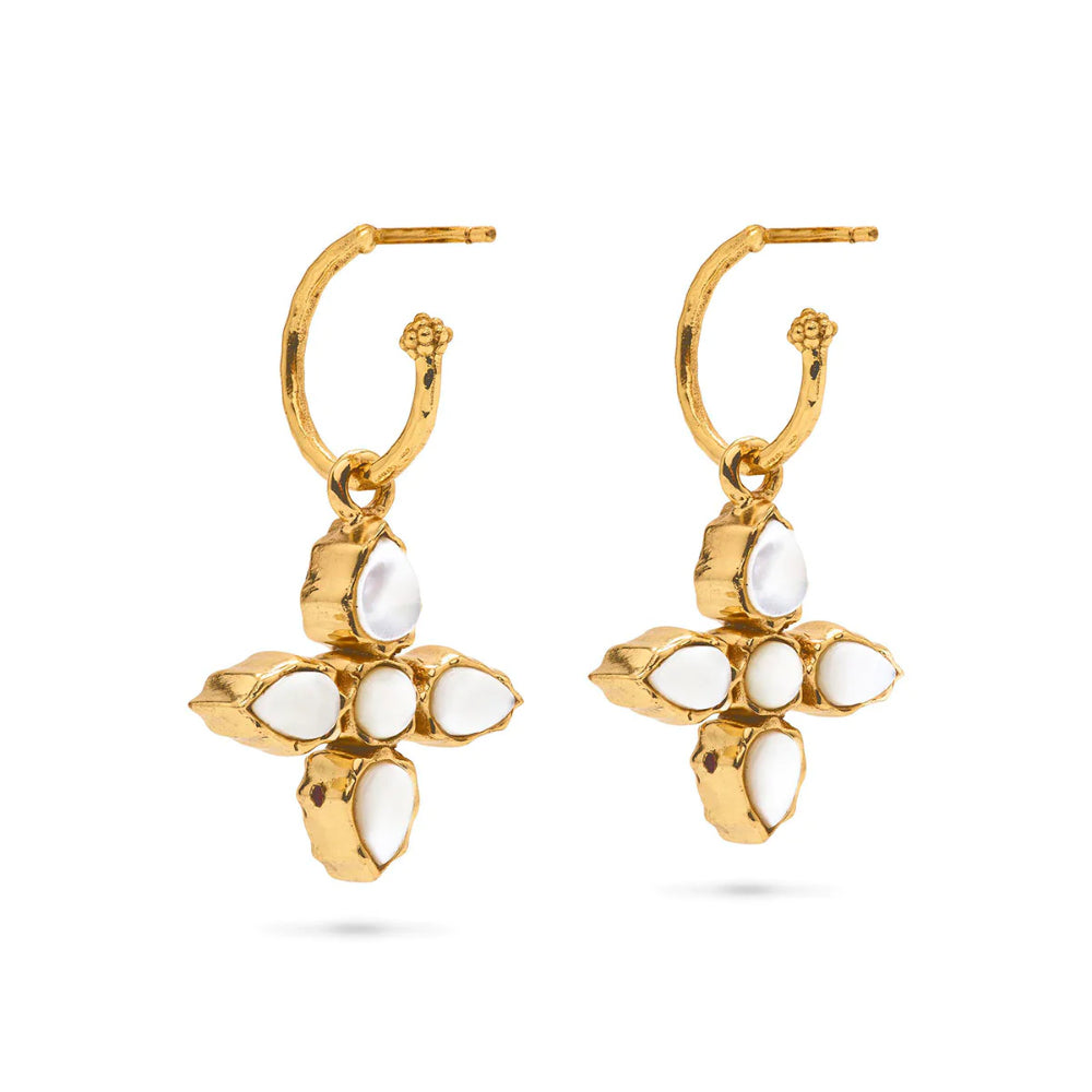 Capucine De Wulf Reversible Abalone/Mother of Pearl Aurora Hoop Earrings with Gilded Berry